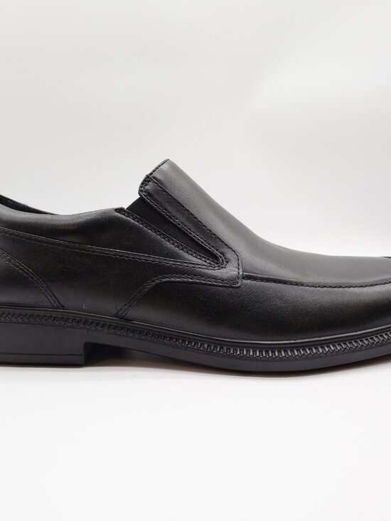 Hush Puppies Leverage Men\'s 12W Black Leather Waterproof Slip-On Shoes
